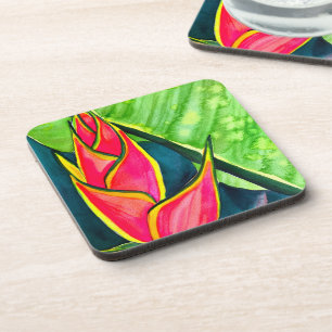 Dessous-de-verre Hélicoptère aquarelle fleur tropicale