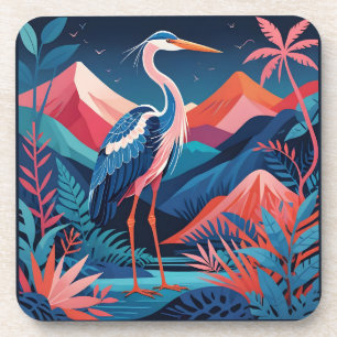 Dessous-de-verre héron de crête néon coaster