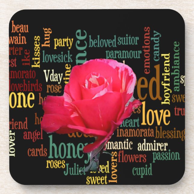 Dessous-de-verre Heureuse Sainte-Valentin Aux Roses Rouges Élégante (Devant)