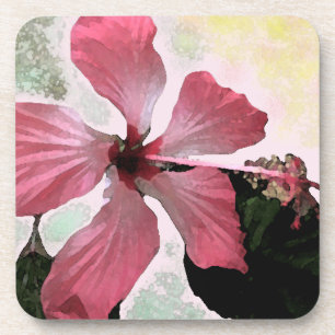 Dessous-de-verre Hibiscus rose fleur tropicale été exotique floral