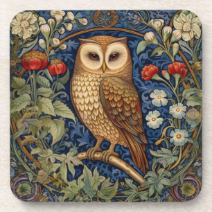 Dessous-de-verre Hibou dans le jardin style William Morris