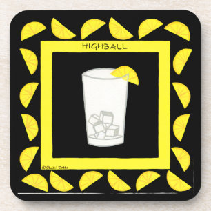 Dessous-de-verre Highball Alcohol Retro Drink Art Green Limes Noir