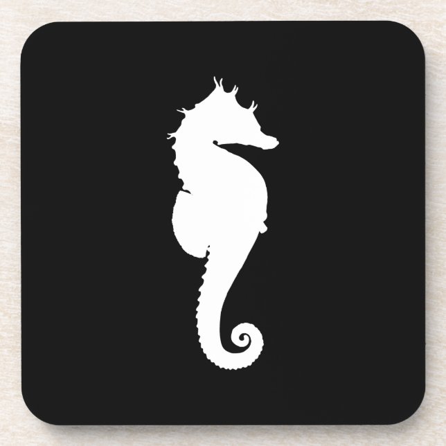 Dessous-de-verre Hippocampe noir et blanc (Devant)