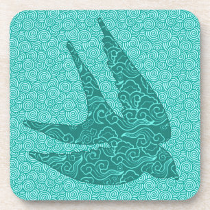 Dessous-de-verre hirondelle japonaise en vol, Turquoise et Aqua