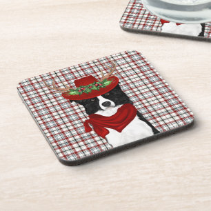 Dessous-de-verre Hiver Bordure thématique Collie Western Plaid Holi