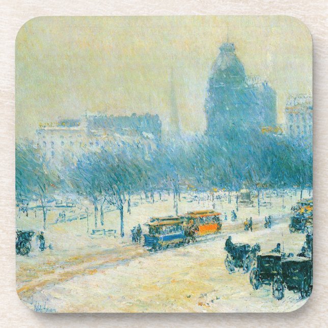 Dessous-de-verre Hiver en Union Carré par Frederick Childe Hassam (Devant)