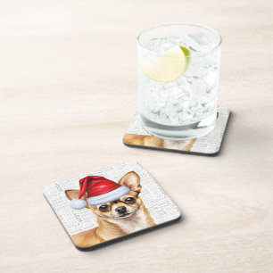 Dessous-de-verre Hiver Theme Chihuahua Père Noël Chien vacances