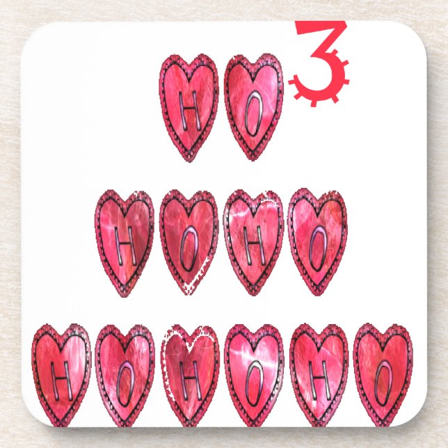 Dessous-de-verre Ho Ho Ho Collection Coeurs. (Devant)