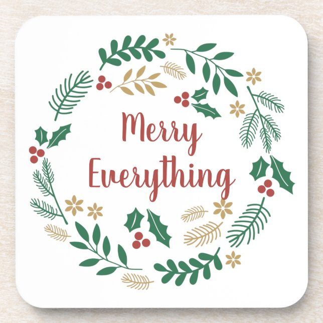 Dessous-de-verre Holly Berry Pine Wreath Joyeux Tout Vacances (Devant)