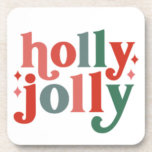 Dessous-de-verre Holly Jolly - Typographie des Fêtes Rétro