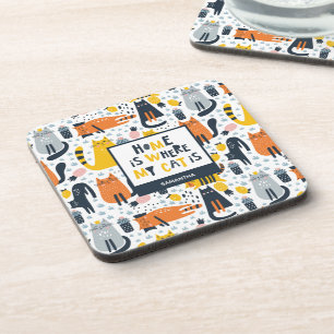 Dessous-de-verre Home is Where My Cat is Monogrammed Name Kitchen