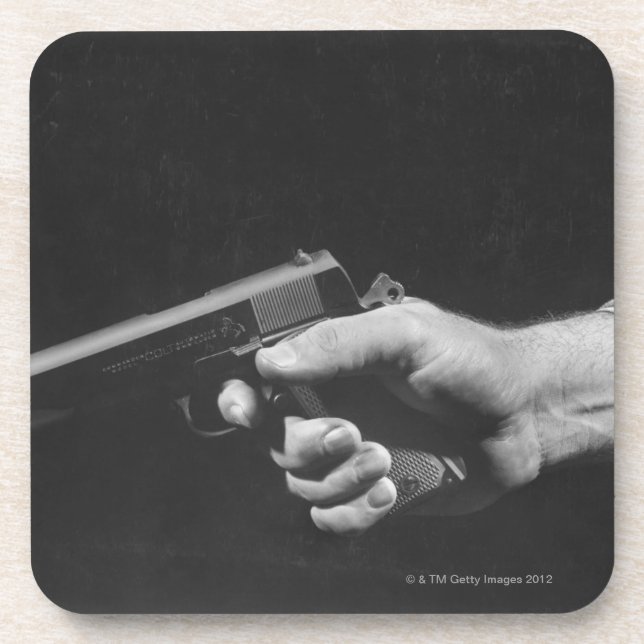 Dessous-de-verre Homme tenant l'arme à feu (Devant)