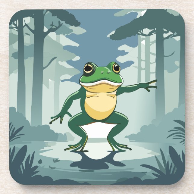 Dessous-de-verre Hopping Bons Temps Grenouille Dans Un Dessous de v (Devant)