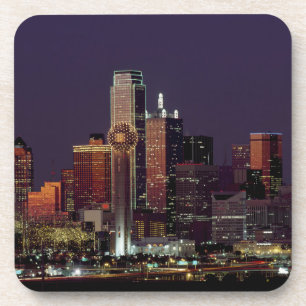 Dessous-de-verre Horizon de nuit de Dallas, le Texas
