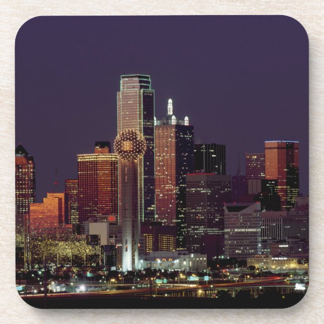 Dessous-de-verre Horizon de nuit de Dallas, le Texas (Devant)