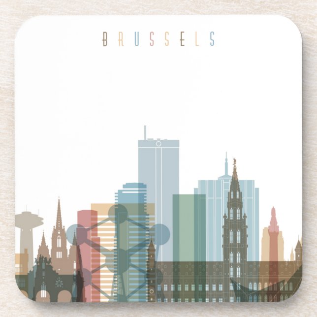 Dessous-de-verre Horizon de ville de Bruxelles, Belgique | (Devant)