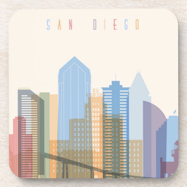 Dessous-de-verre Horizon de ville de San Diego (Devant)