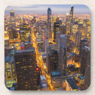 Dessous-de-verre Horizon du centre de Chicago au crépuscule
