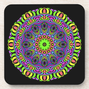 Dessous-de-verre Horloge Mandala - néon 1