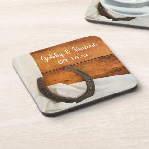 Dessous-de-verre Horseshoe et Satin Country Barn Mariage