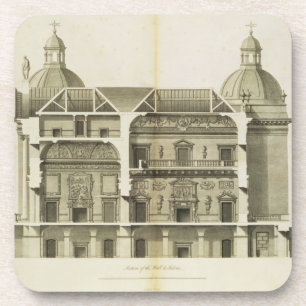 Dessous-de-verre Houghton Hall : section transversale du Hall et du