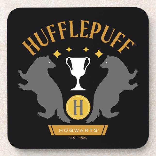 Dessous-de-verre HUFFLEPUFF™ Badger and Cup House Pride Graphisme (Devant)