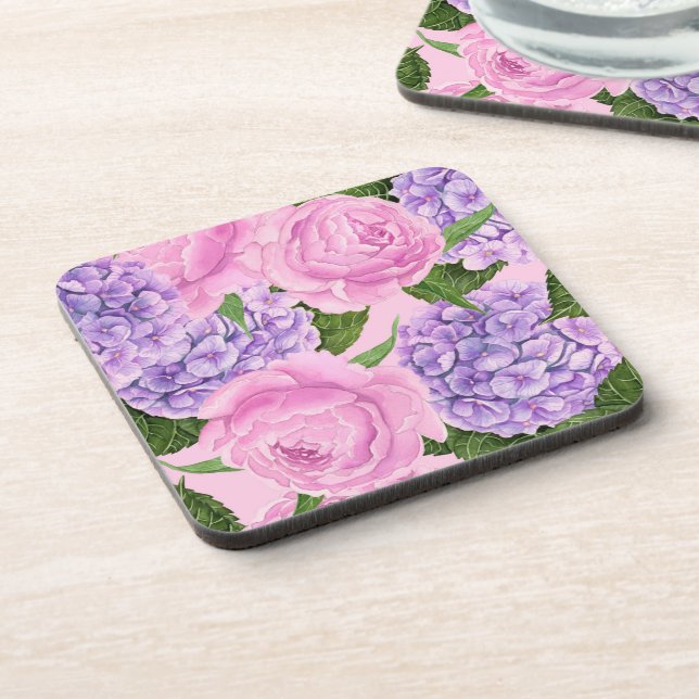 Dessous-de-verre Hydrangea et motif de pivoine (Côté gauche)