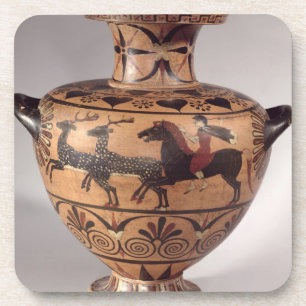 Dessous-de-verre Hydria, chassant la scène, Grec archaïque, chiff