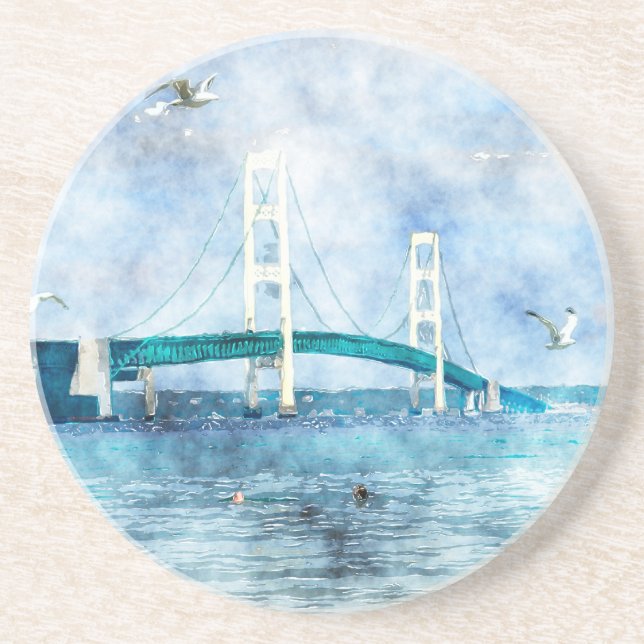 Dessous de verre hydrographique du pont Mackinac (Devant)