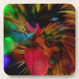 Dessous-de-verre I Heart Chickens, Coq polonais et Heart Bokeh
