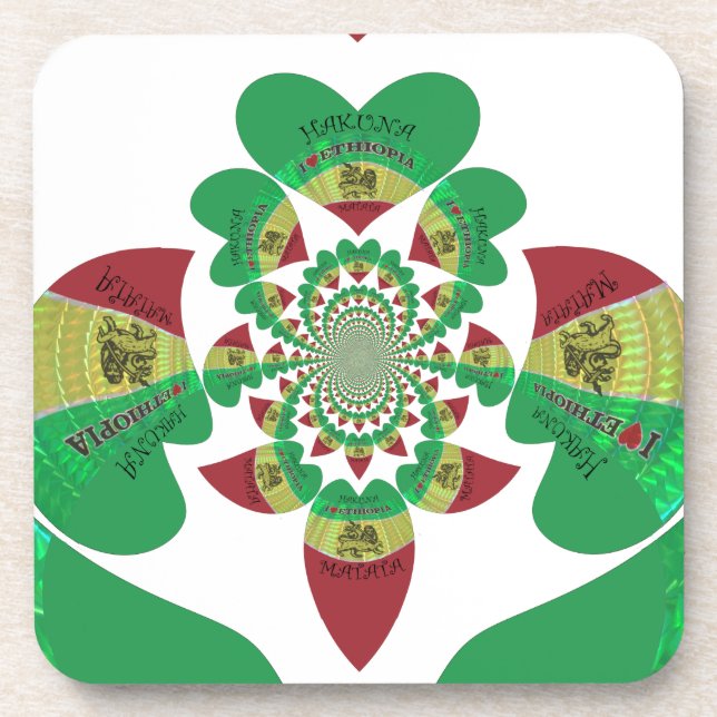 Dessous-de-verre I Love Ethiopia Kaleidoscope - Heartfeel Rasta Art (Devant)