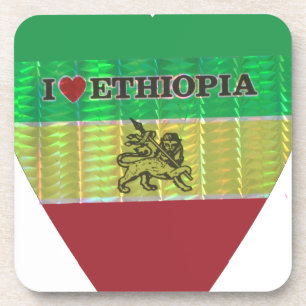 Dessous-de-verre I Love Heart Ethiopie : Drapeau Art Motif