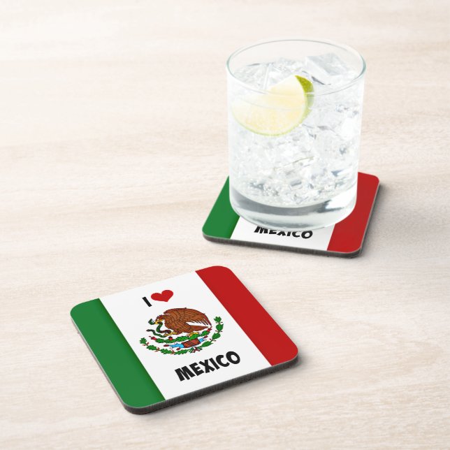 Dessous-de-verre I Love Mexico, drapeau mexicain (Côté Droit)