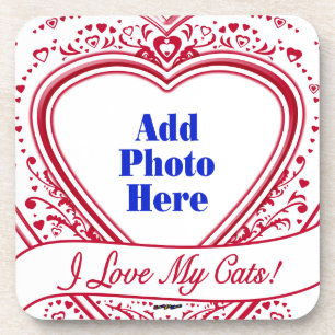 Dessous-de-verre I Love My Cats ! Photo Red Hearts