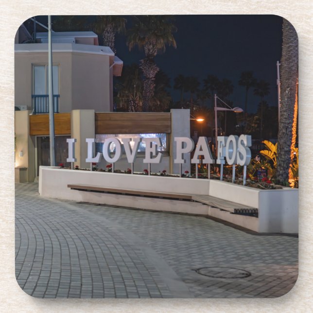 Dessous-de-verre I Love Pafos signe la nuit (Devant)