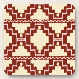 Dessous-de-verre Ikat Aztec Motif - Beige, Bourgogne et rose