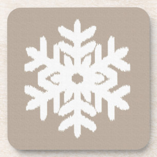 Dessous-de-verre Ikat Flocon de neige - Taupe brun clair et blanc