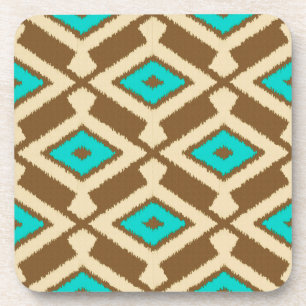 Dessous-de-verre Ikat Motif - Turquoise, Taupe et Beige
