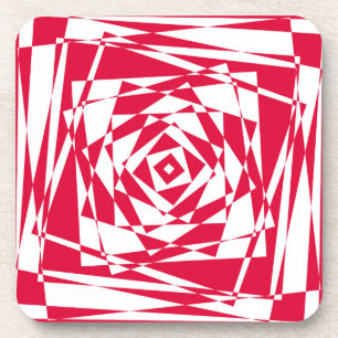 Dessous-de-verre Illusion abstraite rouge blanc