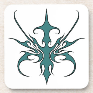 Dessous-de-verre Illustration d'art tribal aquamarine féroce en lig