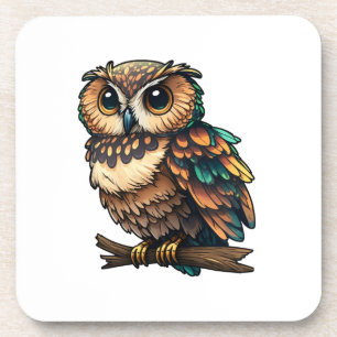 Dessous-de-verre Illustration de hibou de dessin animé