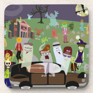 Dessous-de-verre Illustration de la fête du cimetière d'Halloween