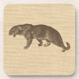Dessous-de-verre Illustration de léopard vintage sur Burlap