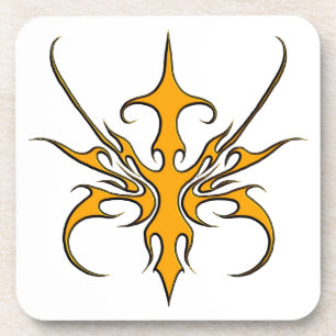 Dessous-de-verre Illustration de ligne tribale orange féroce