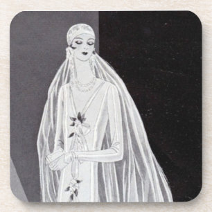 Dessous-de-verre Illustration de mariée Flapper Art Déco élégante