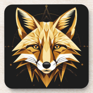 Dessous-de-verre Illustration de renard géométrique avec des tons d