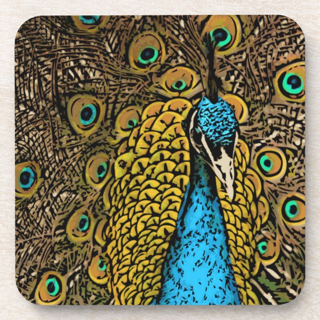 Dessous-de-verre Illustration de splendeur de paon (Devant)