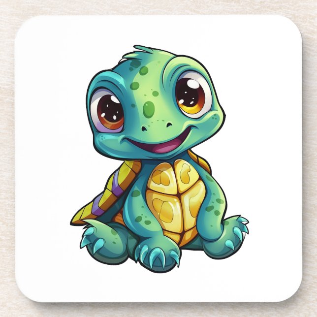 Dessous-de-verre Illustration de tortue de dessin animé (Devant)