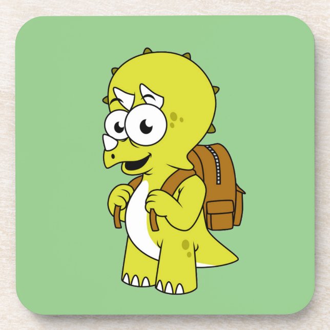 Dessous-de-verre Illustration De Tricératops Avec Sac À Dos. (Devant)