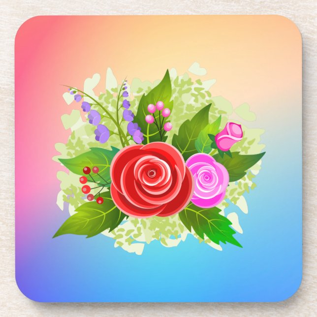 Dessous-de-verre Illustration des fleurs roses (Devant)